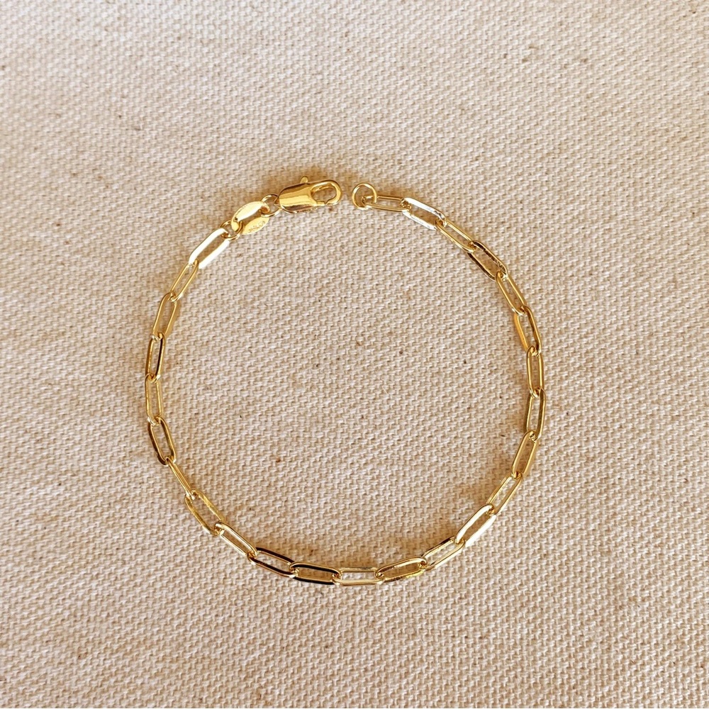 18k Gold Filled Short Link Paperclip Bracelet: 6 inches with extender